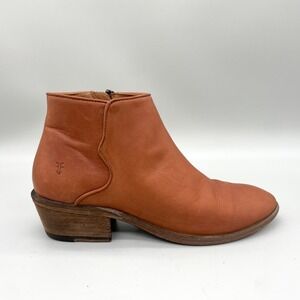 Frye Carson Piping Bootie Womens 8M Cognac Leather Boot Rugged Moto Western Fall